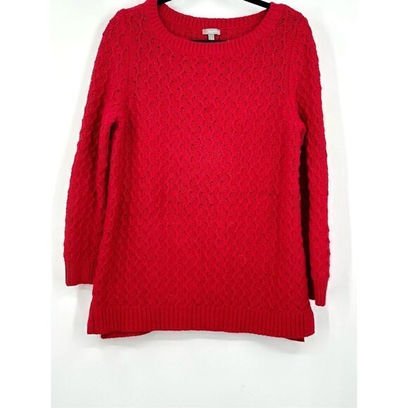 Talbots women’s red cotton/ wool blend sweater size L - Picture 2 of 6